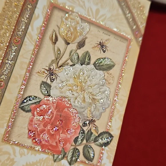 PUNCH STUDIO Rose soap faux vtg. book keepsake empty glittered magnetic Victoria - Picture 7 of 7